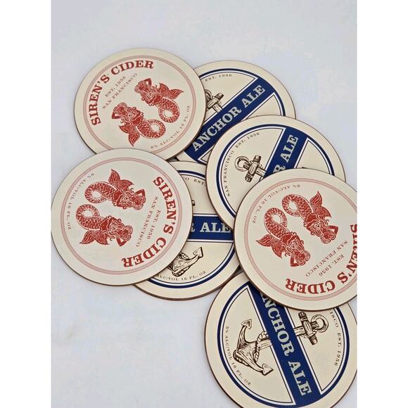 7 Breweriana Nautical Siren's Cidar And Anchor Ale Coasters Excellent - Picture 5 of 9